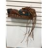 Image 2 : 17 1/2in First Nations wood carved "Bear" mask w/ copper eyes & cedar bark hair (unsigned)