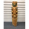 Image 1 : 30in West Coast First Nations carved yellow cedar "Raven" w/ copper eyes totem signed Telqua 1998