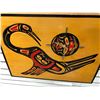 Image 2 : West Coast First Nations carved yellow cedar plank wall clock - 15 1/2in x 12in (unsigned)