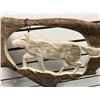 Image 2 : Rare "Wolf" carving on moose antler signed by T.Page Sept 30th 2004 from movie set