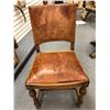 Image 1 : Antique oak leather upholstered side chair from movie set