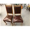 Image 1 : Pair of antique burgundy leather upholstered side chairs from movie set