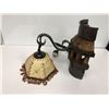 Image 2 : Rustic wood & wrought iron wall mount hanging light fixture from movie set