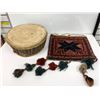 Image 1 : Primitive Aboriginal drum & woven Tibetan shoulder bag from movie set