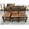 Image 1 : Set of 6 antique flemish oak leather upholstered side chairs from movie set