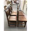 Image 2 : Set of 6 antique flemish oak leather upholstered side chairs from movie set