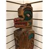 Image 2 : Approx. 3ft West Coast First Nations carved wooden totem "Bear/ Salmon" w/ abalone eyes signed Telqu
