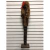 Image 1 : 36in West Coast First Nations carved wooden totem w/ fur accents (unsigned)