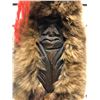 Image 2 : 36in West Coast First Nations carved wooden totem w/ fur accents (unsigned)