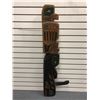 Image 1 : 46in West Coast First Nations wood carved totem "Eagle/ Raven/ Killer Whale" w/ abalone eyes (unsign
