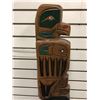 Image 2 : 46in West Coast First Nations wood carved totem "Eagle/ Raven/ Killer Whale" w/ abalone eyes (unsign