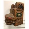 Image 1 : 9in West Coast First Nations carved cedar "Bear" mask w/ abalone eyes signed Telqua 1998