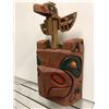 Image 2 : 14 1/2in West Coast First Nations cedar carved "Eagle/ Raven" mask w/ abalone & copper eyes signed T