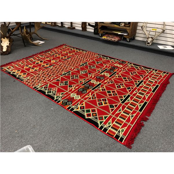 Approx. 8 1/2ft x 6ft tribal style woven area rug