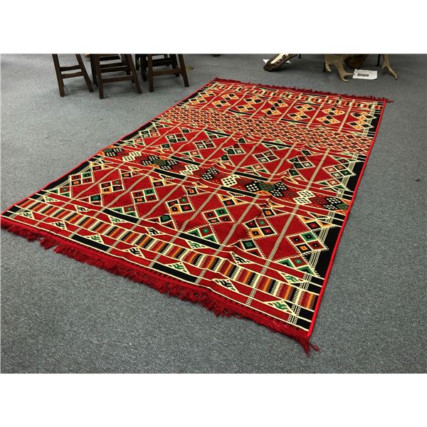 Approx. 8 1/2ft x 6ft tribal style woven area rug