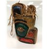 Image 1 : 16in West Coast First Nations carved "Eagle" mask w/ cedar bark hair & copper eyes signed Telqua 199