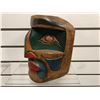 Image 2 : 8in West Coast First Nations wood carved face mask w/ copper eyes signed Telqua 1997