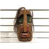 Image 1 : 9in West Coast First Nations carved cedar face mask w/ authentic looking hair & abalone eyes signed