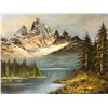 Image 2 : Framed original oil on canvas painting "Mountain Lake scene" signed L. Dunstan? - approx.. 45 1/2in