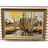 Image 1 : Framed original oil on board painting "Bitch Trees in Forest" signed F. Setula - approx. 40 1/2in x