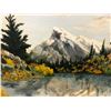 Image 2 : Framed original oil on board painting "Mountain Lake scene" signed bottom right corner - approx. 27