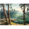 Image 2 : Framed original oil on canvas painting "Ocean through the Trees scene" signed bottom left corner - a
