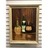 Image 1 : Framed original painting on board "3 Liquor Bottles" signed J. Gunderson 1971 - approx. 20 3/4in x 2