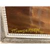 Image 3 : Framed original painting on board "3 Liquor Bottles" signed J. Gunderson 1971 - approx. 20 3/4in x 2