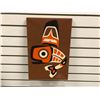 Image 1 : First Nations silkscreen print on cloth "Killer Whale" by Lars Hawkes - 11 3/4in x 17 1/2in
