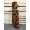 Image 1 : 28 1/2in West Coast First Nations carved wooden totem "Eagle/ Killer Whale/ Raven" w/ copper & abalo