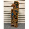 Image 2 : 28 1/2in West Coast First Nations carved wooden totem "Eagle/ Killer Whale/ Raven" w/ copper & abalo