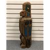 Image 1 : 27 1/2in West Coast First Nations carved wooden totem "Eagle" w/ copper eyes signed F M