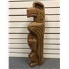 Image 1 : 28in West Coast First Nations carved cedar totem "Eagle & Salmon" w/ abalone eyes (unsigned)