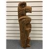 Image 2 : 28in West Coast First Nations carved cedar totem "Eagle & Salmon" w/ abalone eyes (unsigned)