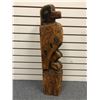 Image 1 : 30in West Coast First Nations carved wooden totem "Eagle/ Raven/ Killer Whale" w/ copper eyes (unsig