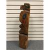 Image 3 : 30in West Coast First Nations carved wooden totem "Eagle/ Raven/ Killer Whale" w/ copper eyes (unsig