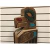 Image 2 : 29 1/2in West Coast First Nations carved wooden totem "Eagle & Salmon" w/ copper & abalone accents