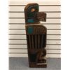 Image 3 : 29 1/2in West Coast First Nations carved wooden totem "Eagle & Salmon" w/ copper & abalone accents