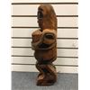 Image 3 : 20in West Coast First Nations carved wooden totem "Woman & Child" w/ copper eyes (unsigned)