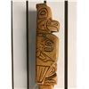 Image 1 : West Coast First Nations carved wooden talking stick "Eagle & Killer Whale" w/ copper eyes- 30 1/2in