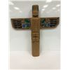 Image 1 : 19 1/2in West Coast First Nations carved cedar totem "Eagle" w/ abalone eyes Telqua 1998
