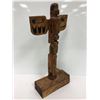 Image 1 : 16 1/2in West Coast First Nations carved wooden totem "Eagle/ Raven/ Killer Whale" w/ hidden keepsak