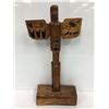 Image 2 : 16 1/2in West Coast First Nations carved wooden totem "Eagle/ Raven/ Killer Whale" w/ hidden keepsak