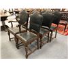 Image 1 : Set of 6 antique dining chairs mahogany w/ black leather upholstery from movie set