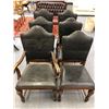 Image 2 : Set of 6 antique dining chairs mahogany w/ black leather upholstery from movie set