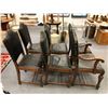 Image 4 : Set of 6 antique dining chairs mahogany w/ black leather upholstery from movie set