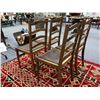 Image 2 : Set of 4 antique oak ladder back dining chairs w/ brown leather upholstered seats from movie set