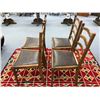 Image 3 : Set of 4 antique oak ladder back dining chairs w/ brown leather upholstered seats from movie set