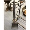 Image 1 : Enormous black wrought iron fire dogs set w/ 3 oversized iron fireplace tools from movie set