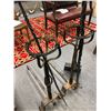 Image 3 : Enormous black wrought iron fire dogs set w/ 3 oversized iron fireplace tools from movie set